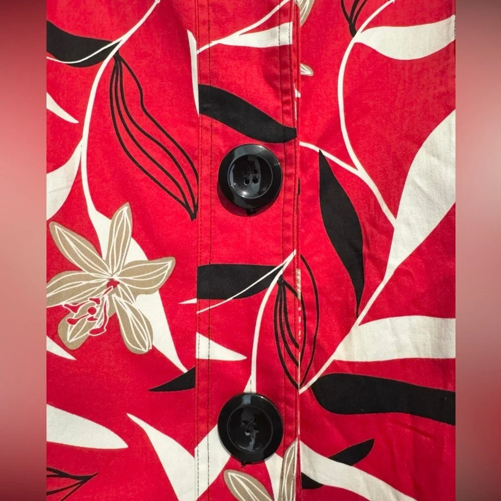 NWT Westbound Womens Jacket Red Stretch Floral Jumbo Black Buttons Plus Size 1X - Picture 8 of 10